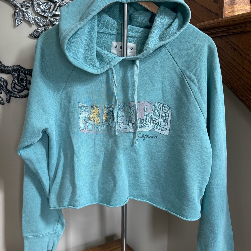 Aero Cropped Hoodie Sweatshirt. Malibu